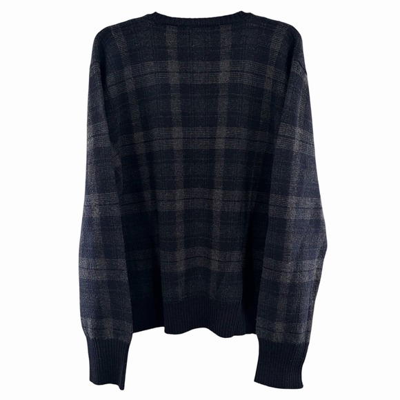 VTG Polo Ralph Lauren Sweater Men 2XL Blue Tartan Plaid V Neck Sweater Knit Pony - Picture 3 of 8